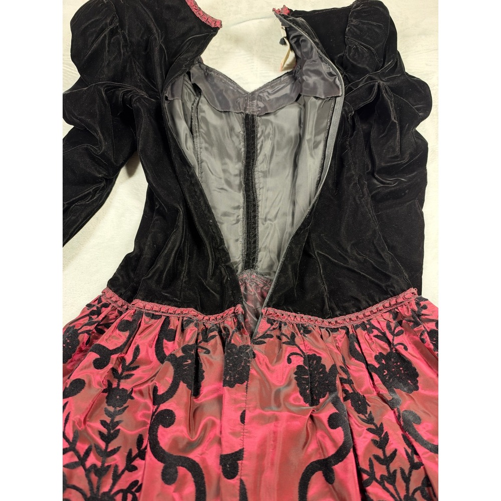 Vintage 80s Scott McClintock Velvet Dress Women 8 Pink Flocked Goth Prom USA - Picture 12 of 12